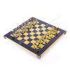 Шахматный набор "Минойский воин" синяя доска 36x36 см, фигуры золото-серебро