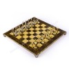Шахматный набор "Минойский воин" коричневая доска 36x36 см, фигуры золото-серебро
