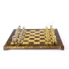 Шахматный набор "Минойский воин" коричневая доска 36x36 см, фигуры золото-серебро