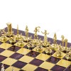Шахматный набор "Минойский воин" красная доска 36x36 см, фигуры золото-серебро