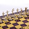 Шахматный набор "Минойский воин" красная доска 36x36 см, фигуры золото-серебро