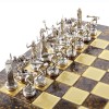 Шахматный набор "Олимпийские Игры" коричневая доска 36x36 см, фигуры золото-серебро