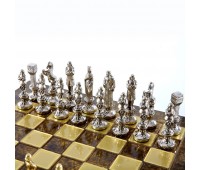 Шахматный набор "Ренессанс" коричневая доска 36x36 см, фигуры золото-серебро