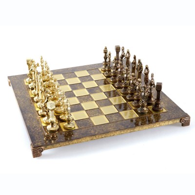 Шахматный набор "Ренессанс" коричневая доска 36x36 см, фигуры золото-бронза