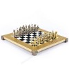Шахматный набор "Древняя Спарта" черно-белая доска 28x28 см, фигуры золото-серебро