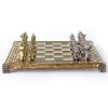 Шахматный набор "Древняя Спарта" коричневая доска 28x28 см, фигуры золото-серебро