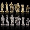 Шахматный набор "Древняя Спарта" коричневая доска 28x28 см, фигуры золото-серебро