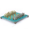 Шахматный набор "Древняя Спарта" патиновая доска 28x28 см, фигуры золото-серебро