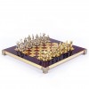 Шахматный набор "Древняя Спарта" красная доска 28x28 см, фигуры золото-серебро