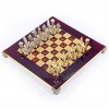 Шахматный набор "Древняя Спарта" красная доска 28x28 см, фигуры золото-серебро