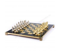 Шахматы турнирные "Стаунтон" зеленая доска 44x44 см, фигуры золото-серебро