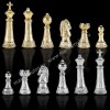 Шахматы турнирные "Стаунтон" зеленая доска 44x44 см, фигуры золото-серебро
