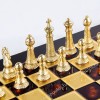 Шахматы турнирные "Стаунтон" красная доска 44x44 см, фигуры золото-серебро