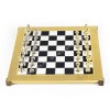 Шахматы турнирные "Стаунтон" черно-белая доска 36x36 см, фигуры золото-серебро