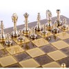 Шахматы турнирные "Стаунтон" коричневая доска 36x36 см, фигуры золото-серебро