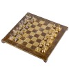 Шахматы турнирные "Стаунтон" коричневая доска 36x36 см, фигуры золото-серебро