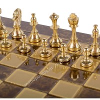 Шахматы турнирные "Стаунтон" коричневая доска 36x36 см, фигуры золото-серебро Шахматы турнирные "Стаунтон" коричневая доска 36x36 см, фигуры золото-серебро