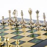 Шахматы турнирные "Стаунтон" зеленая доска 36x36 см, фигуры золото-серебро