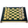 Шахматы турнирные "Стаунтон" зеленая доска 36x36 см, фигуры золото-серебро